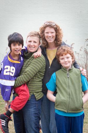 Sara Ford (left) and Kim Klose with their sons, Jeremy and Cullen. Photo by Lori Hamilton