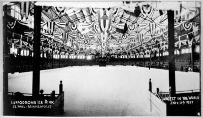 In its day, the Hippodrome ice sheet was considered the largest in the world. (Minnesota Historical Society)