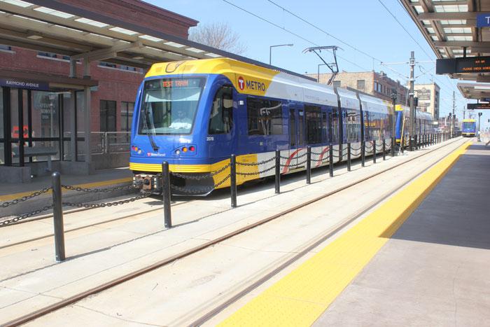Test trains have been moving along University Avenue for weeks in anticipation of the June 14 Green Line launch. 