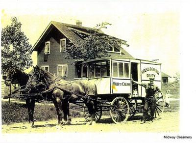 Midway Creamery horses were stabled on the south side of Como, west of the creamery. Photo courtesy of John Gammel