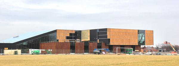 The facing material on the upper part of the structure is heat-treated white pine, harvested from state forestland in Cass Lake and processed by a Duluth company. Lower portions of the new Bell are clad in a formulation of Iron Range steel. Photo by Kristal Leebrick