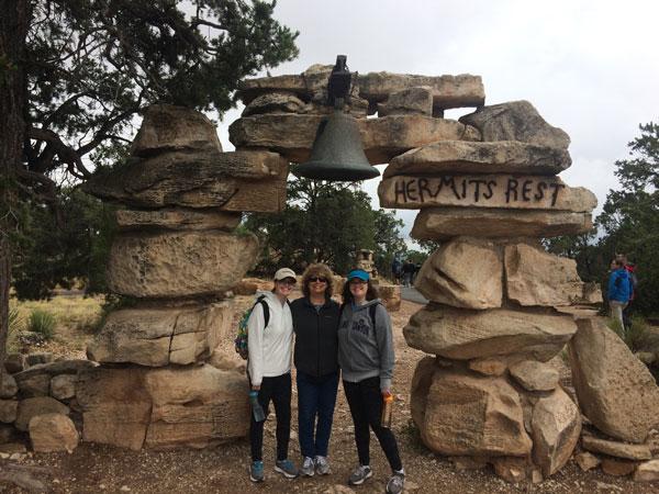 Mallory, Janet and Margot Wight at Hermits Rest in Grand Canyon National Park.