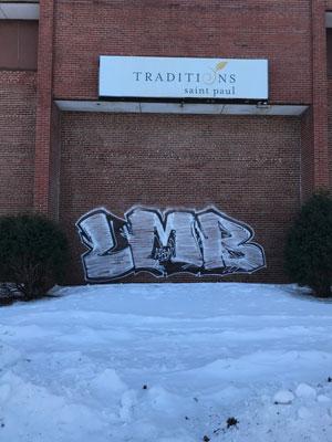 Graffiti appeared on the former Sholom Home building shortly after
the fencing was removed in February.