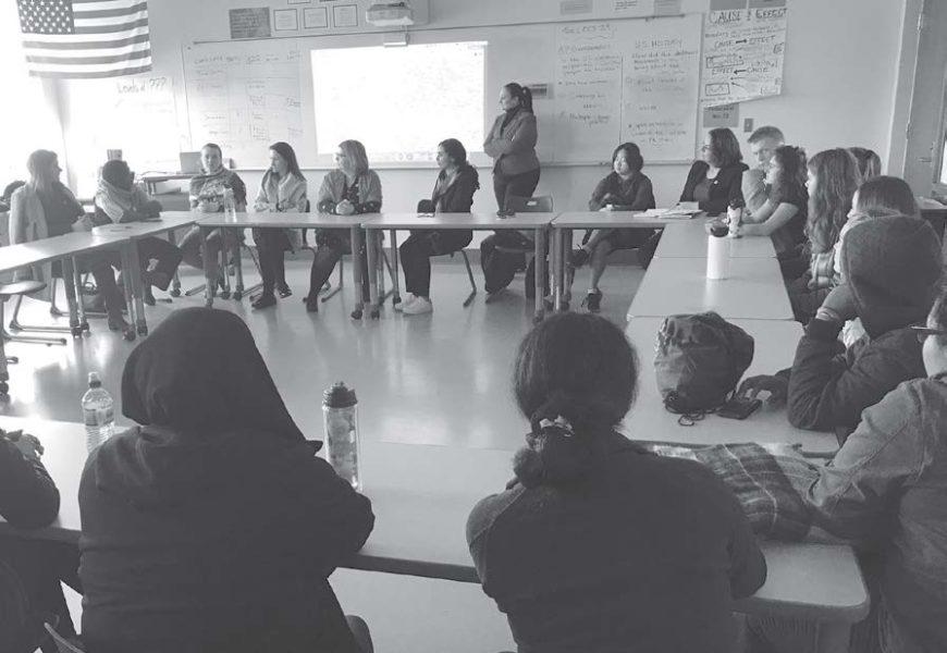 AP Government students met with international guests as part of the “Women Leaders: Promoting Peace
and Security” program. Photo by Eric Erickson.