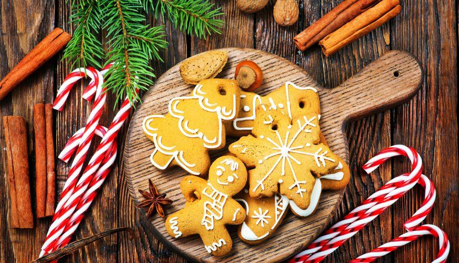 christmas cookies with aroma spice on plate