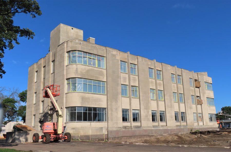 Renovation has begun to convert the old TIES educational consortium building into a residential housing complex called Amber Union. Photo by Cigale Ahlquist.
