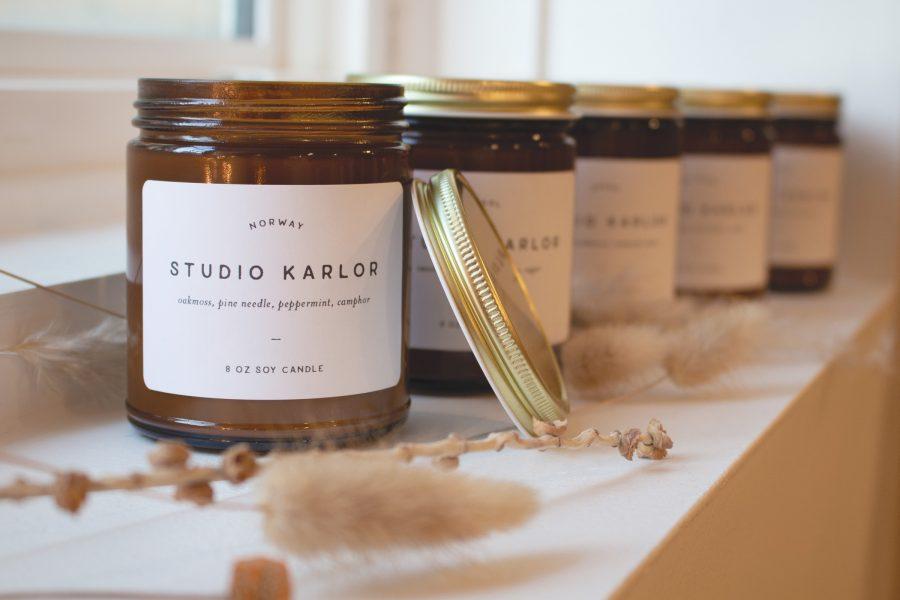 Owner Karlie Schraufnagel pours her own candles at Studio Karlor. Photo by Janet Wight.