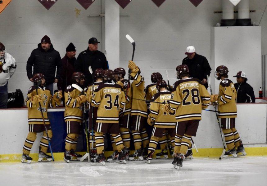 The Johnson Governors high school hockey team includes eight Como boys. Photo by Dawn Weins.