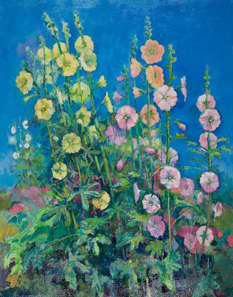 Hollyhocks by Pam Harris