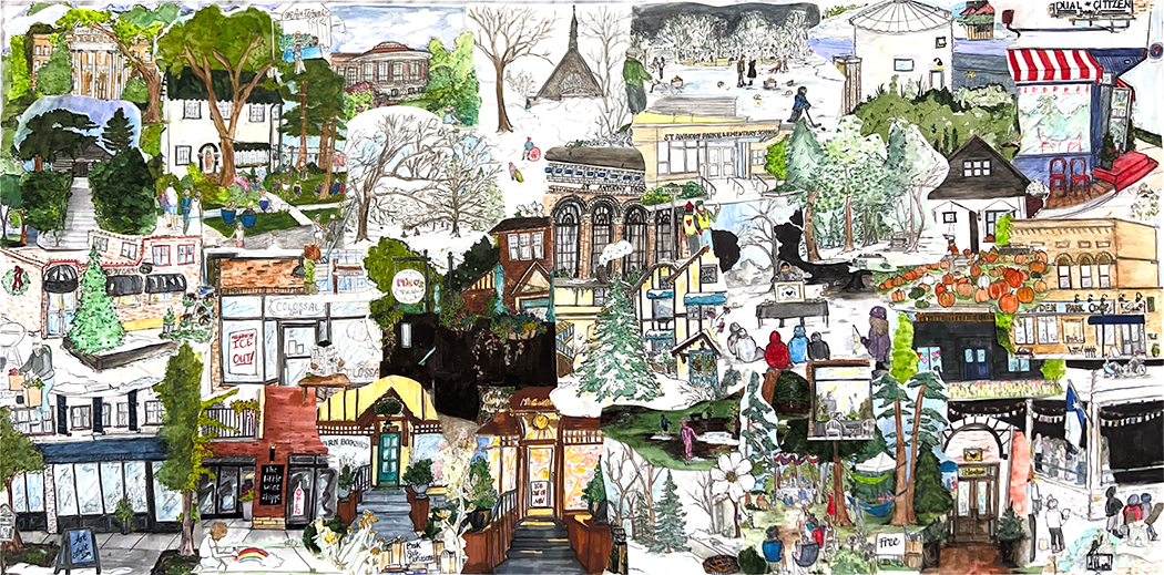“Neighbor is a Verb” is a collage of original illustrations by SAP artist Libby Baur. Libby’s website: libbybaur.com/portfolio/tosapwithlove.